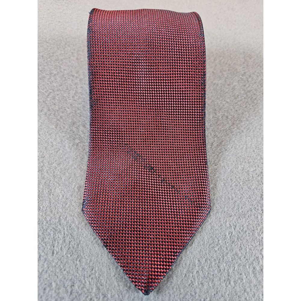 CHARVET Men's Silk Necktie Red/ Black Herringbone‎ Pattern XL 61x3.25